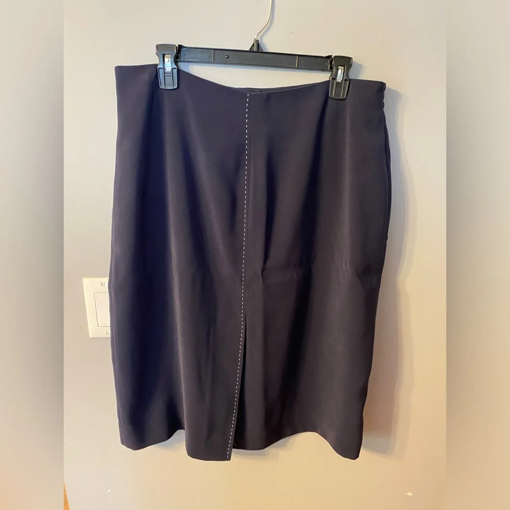 Amanda Smith Navy Blazer and Skirt Set with White Contrast Stitching